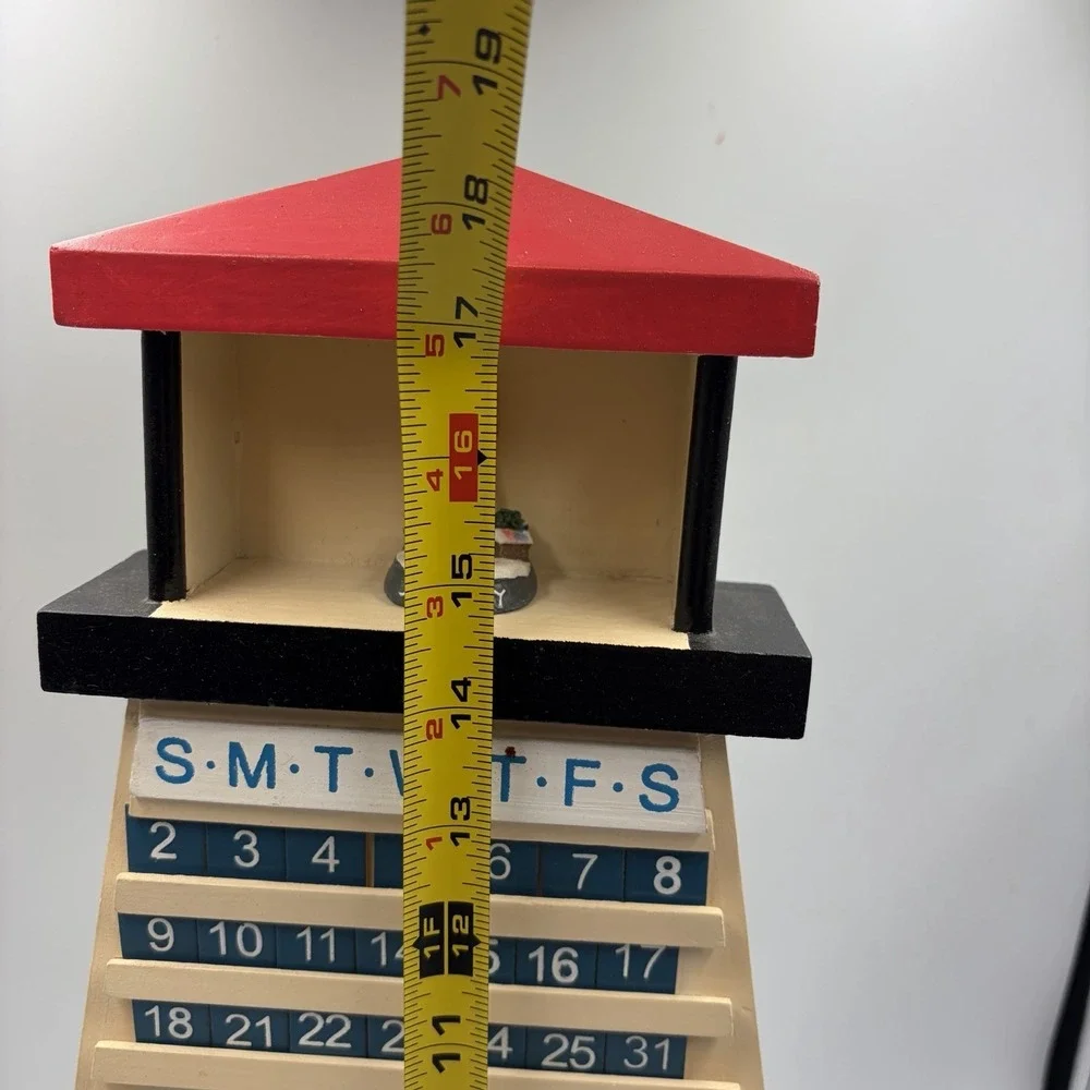 Lighthouse Wooden Perpetual Calendar‎ with Light House Months and Number Dates
